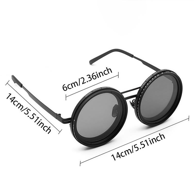 Rounded Polarized Glasses - Adjustable Tint Sunglasses with 1-9 Gears, Beach Sunglasses with ND Filter Lenses, Men'S Classic Retro Glasses