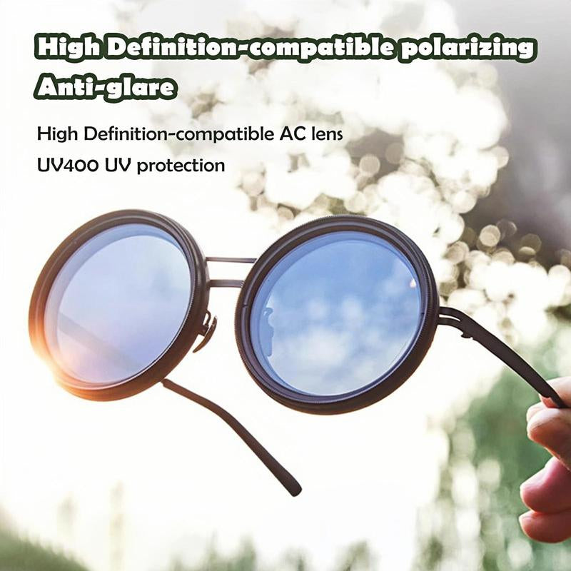 Rounded Polarized Glasses - Adjustable Tint Sunglasses with 1-9 Gears, Beach Sunglasses with ND Filter Lenses, Men'S Classic Retro Glasses