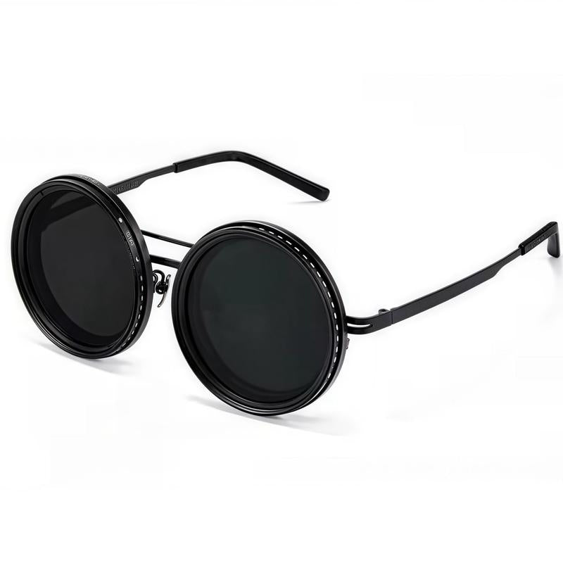Rounded Polarized Glasses - Adjustable Tint Sunglasses with 1-9 Gears, Beach Sunglasses with ND Filter Lenses, Men'S Classic Retro Glasses