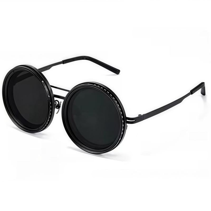 Rounded Polarized Glasses - Adjustable Tint Sunglasses with 1-9 Gears, Beach Sunglasses with ND Filter Lenses, Men'S Classic Retro Glasses