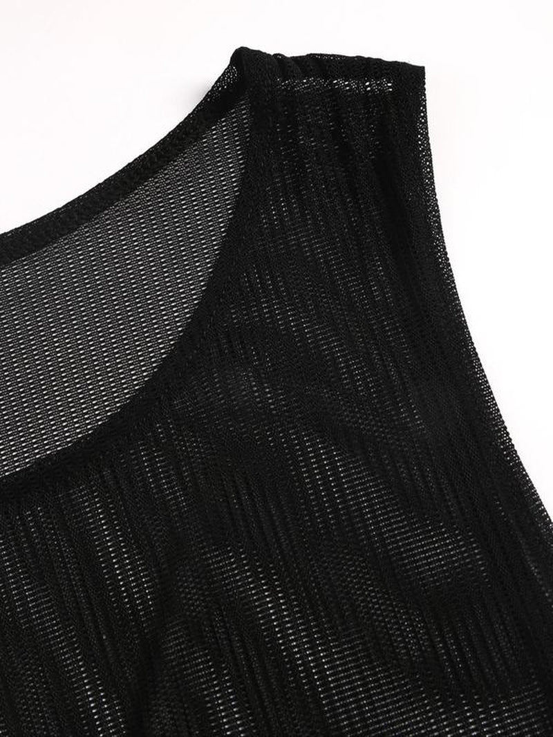 Women'S 1Pc Hollow-Out Breathable Beach Long Cover-Up Bikini Covering Shawl Black Semi-Transparent Swimsuit Cover-Up Cut-Out Beach Skirt Sexy Beachwear Swimwear